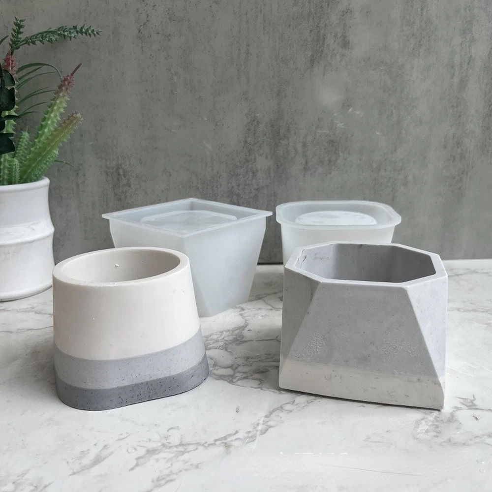 Epoxy Resin Mould Round Octagon Candle Jar Cement Concrete Molds