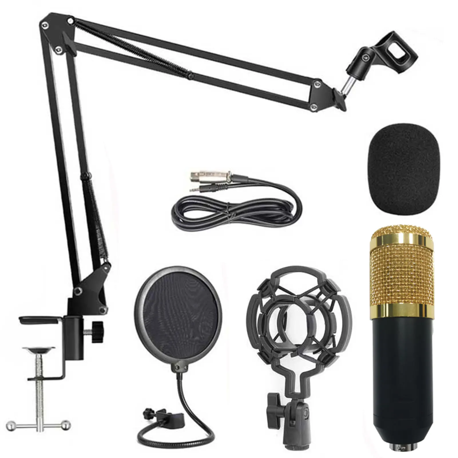 

Condenser Microphone Bundle BM-800 Mic Kit With Adjustable Boom Arm Studio Mic Bundle For Broadcasting Recording