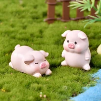 3 pcsset cute animal ornaments set for home desktop decor resin micro landscape pig rabbit combination miniature decoration