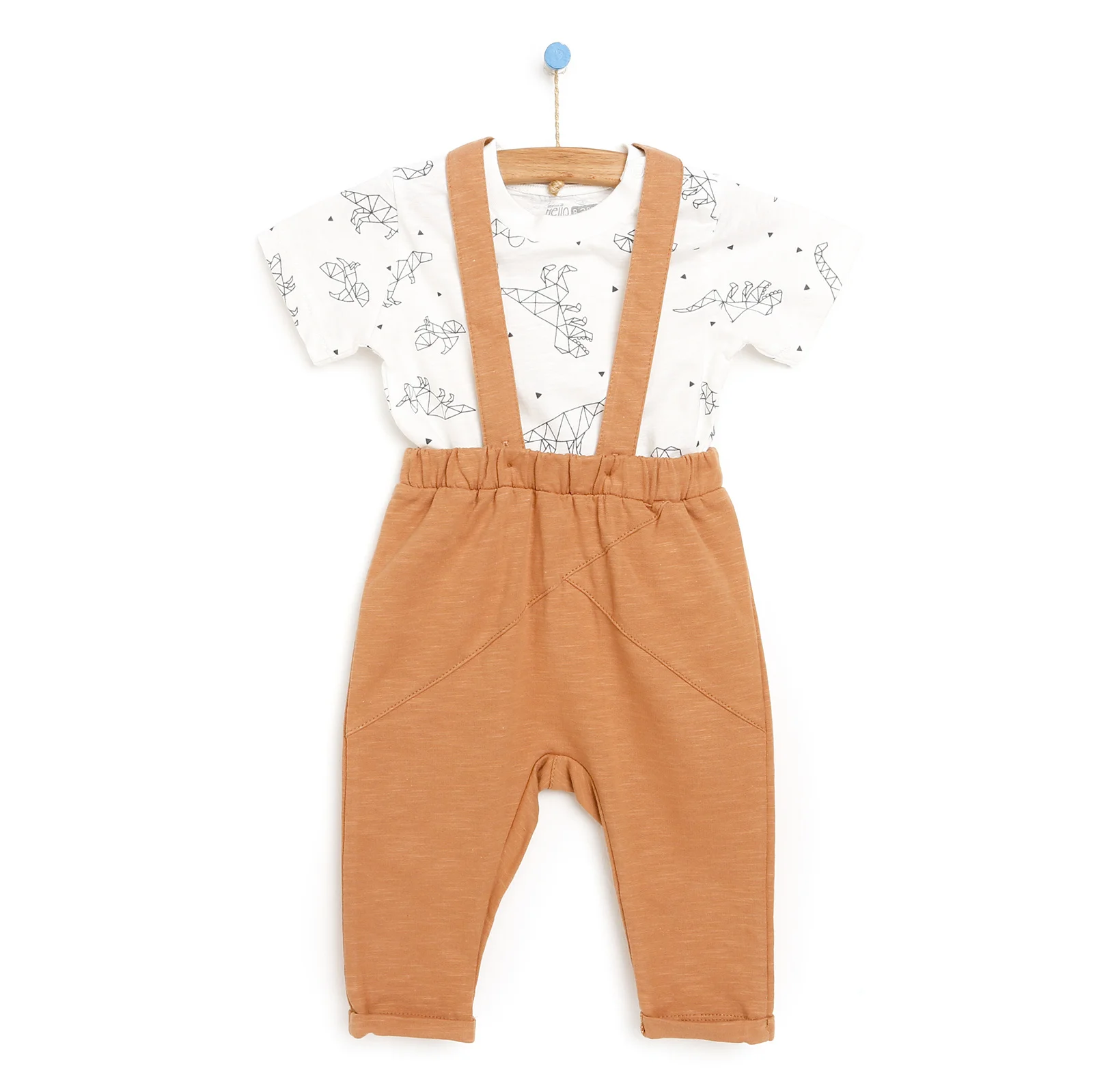 

ebebek HelloBaby 2022 New Season Baby Clothes Basic Nordic Erkek Bebek 2 İplik Salopet-Tshirt Takım