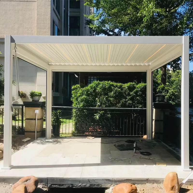 

Modern Luxury Pergola Aluminium Outdoor Electric Patio Waterproof Bioclimatic Motorized Aluminium Louver Pergola