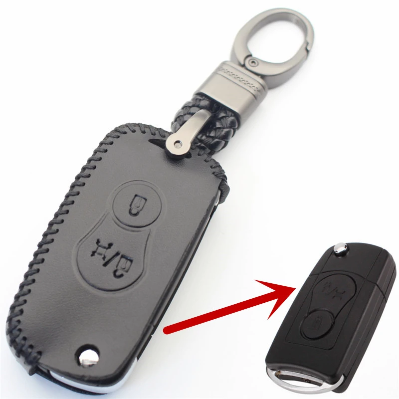 

FLYBETTER брелок из натуральной кожи с 2 кнопками, чехол для ключей Ssangyong Actyon/SUV/Kyron L358