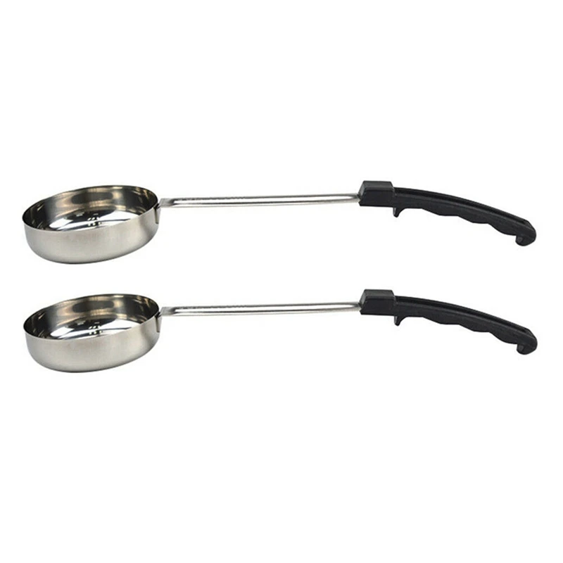 

2X Pizza Spread Sauce Ladle Rubber Handle Flat Bottom Kitchen Cooking Spoon Measuring Stir Soup Spoon -6 Oz