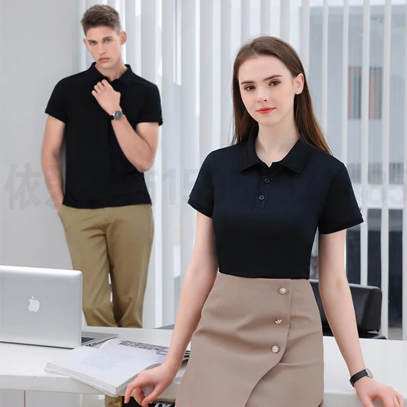 

Летняя однотонная Классическая рубашка-поло с короткими рукавами, Повседневная рубашка для мужчин и женщин с индивидуальным дизайном и логотипом