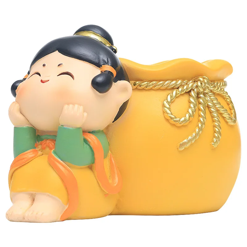 

Totoro Room Decor Chinese Style Crafts Brush Pot Resin People Figurines Miniatures Home Accessories The New Listing