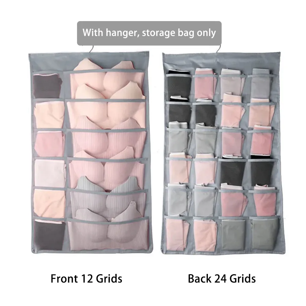 

Double-sided Hanging Bag Underwear Bra Socks Storage Organiser Tidy Hanger Door Wardrobe Hanging Bag Clothes Divider Hanging Bag