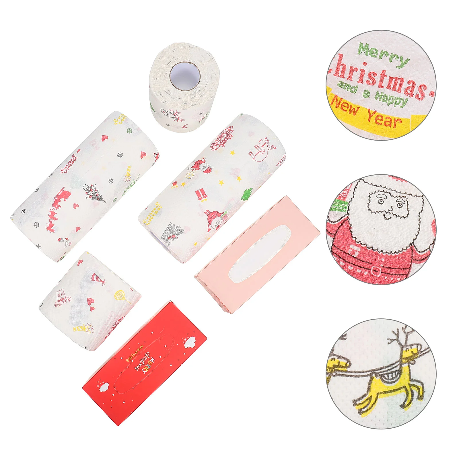 

1 Set Wood Pulp Xmas Printing Facial Tissues Cleaning Towel Face Napkin