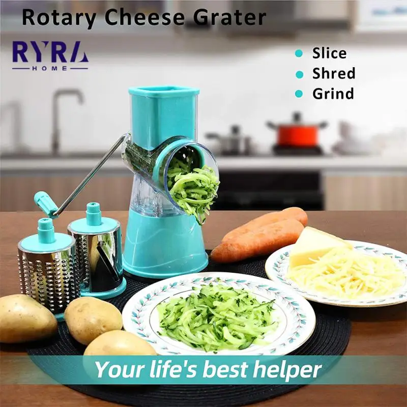 

Manual Vegetable Cutter Slicer Multifunctional Potato Cheese Keok Grater 3 In 1 Round Mandolin Cutter Potato Spiralizer Home