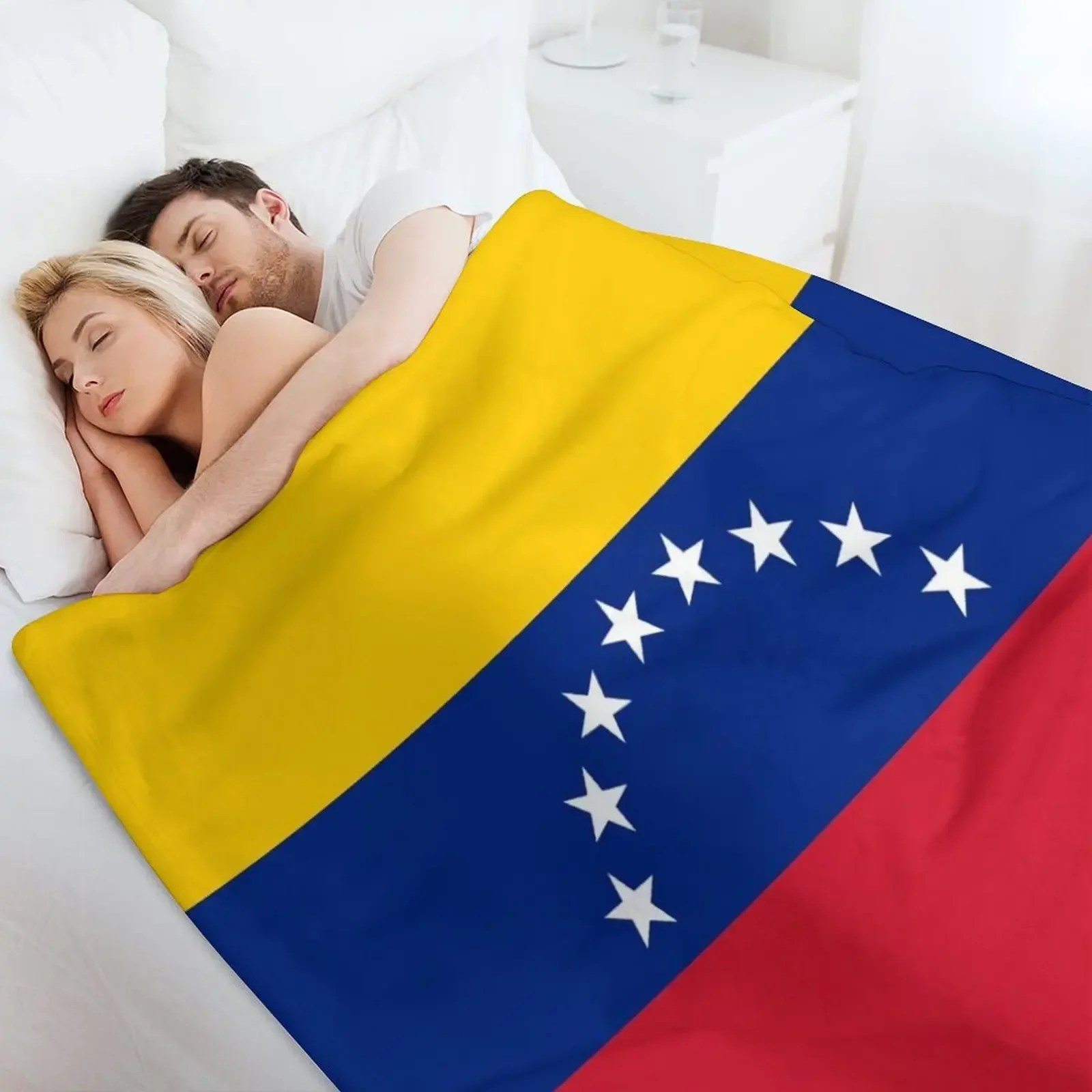 Великолепный флаг Венесуэли и его цвета оранжевый синий красный белый. Плед