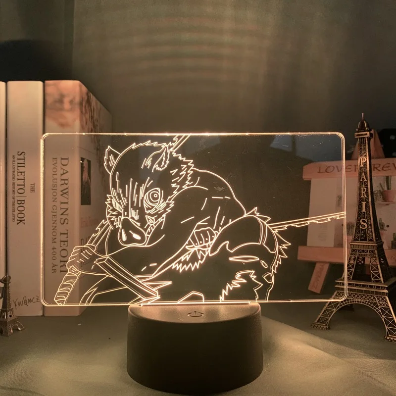 

Anime Demon Slayer Kimetsu No Yaiba Acrylic 3d Lamp Hashibira Inosuke Figure Home Decoration Touch Colorful Night Light For Gift