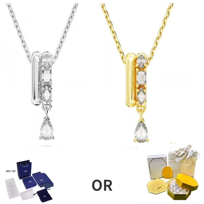 Подвеска женская прозрачная с имитацией кристаллов и белым золотом