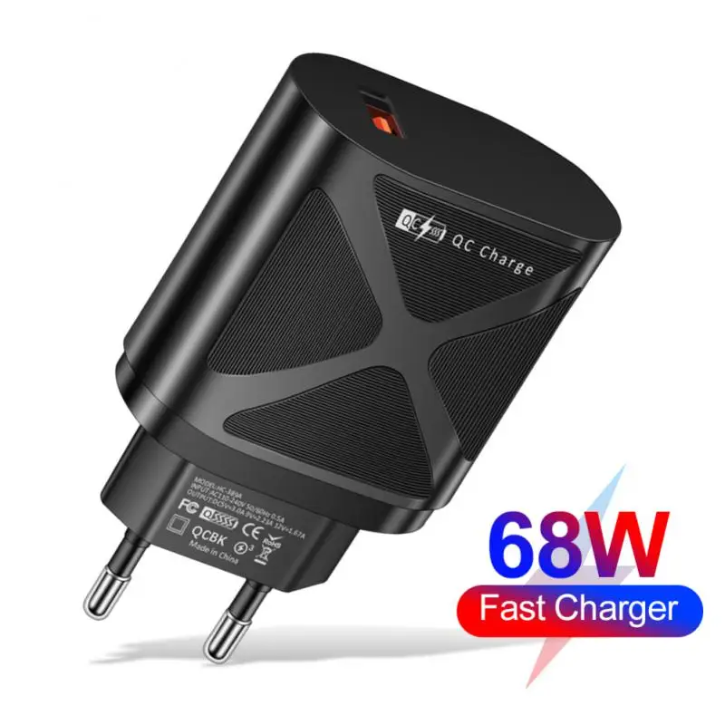 

EU Usb Fast Charging Socket Usb Charger 100-240v Super Fast Charger High Temperature Resistant Shell Charger 68w Quick Charger