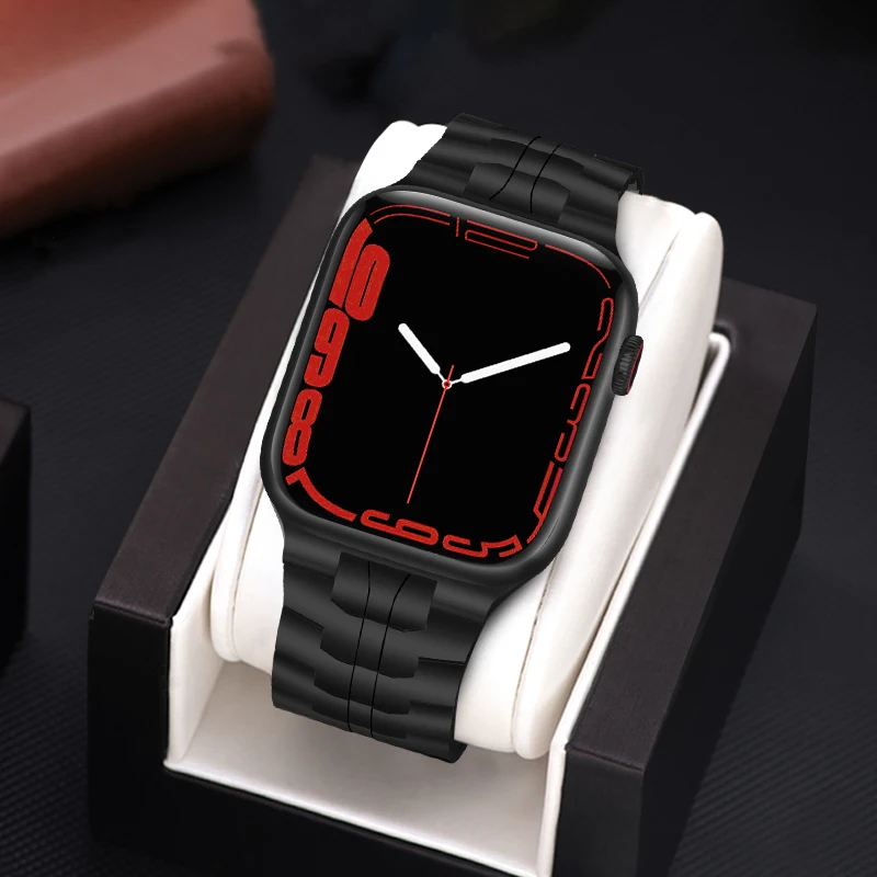 316L Stainless Steel Strap for Apple watch Ultra 49mm Fine Steel Link Bracelet Wristband For iwatch7 6 5 4 SE 45/44/ 40/42/38mm