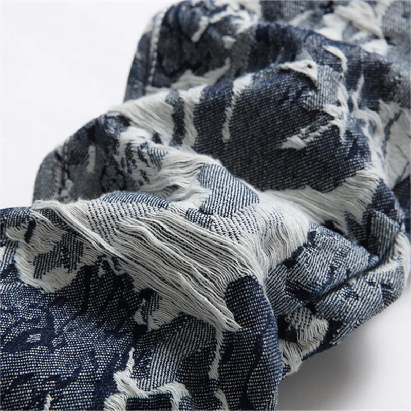 EH·MD® Autumn And Winter Embroidered Leopard Print Men's Jeans High-End Italian Style Soft Casual Cotton Stretch Feet 3D Stripe2