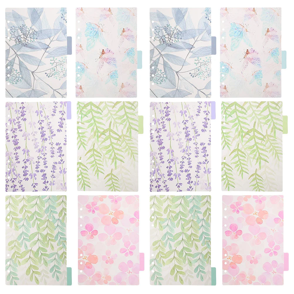 

12 Pcs A5 Binder Tabs Page Dividers 6 Ring Plastic Notebook Supplies Loose Leaf