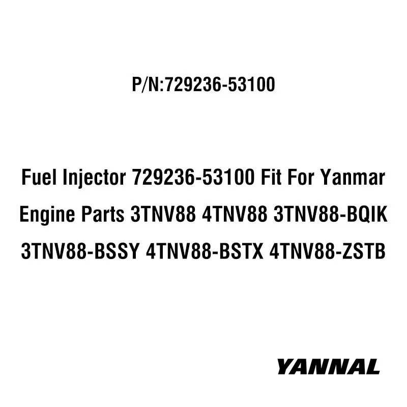 Топливный инжектор 729236-53100 подходит для двигателей Yanmar запчасти 3TNV88 4TNV88 3TNV88-BQIK