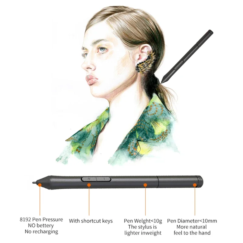 Профессиональный графический планшет для рисования 10x6 дюймов 12 Экспресс-клавиш