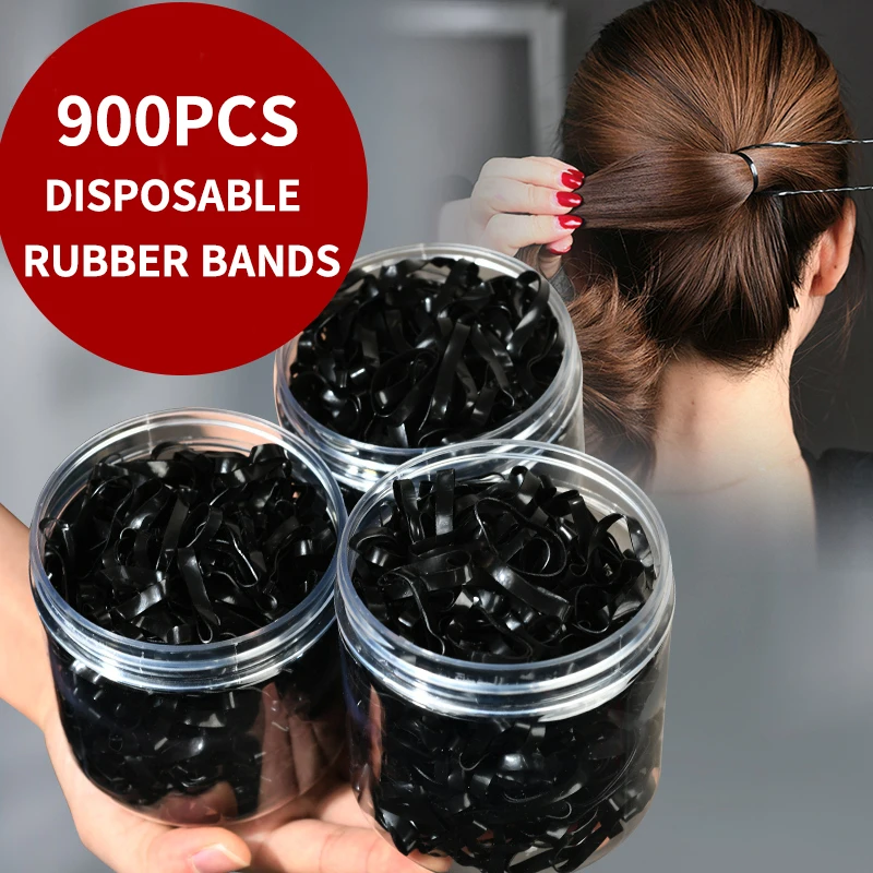 

900Pcs Black Disposable Hair Bands Scrunchie Girls Elastic Rubber Band Ponytail Holder Hair Accessories Hair Ties
