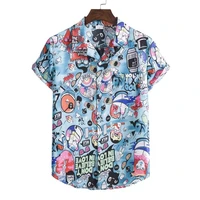 fashion spring summer hawaiian shirt men women ethnic style mens printed slim fit short sleeved shirt mens shirts free shipping