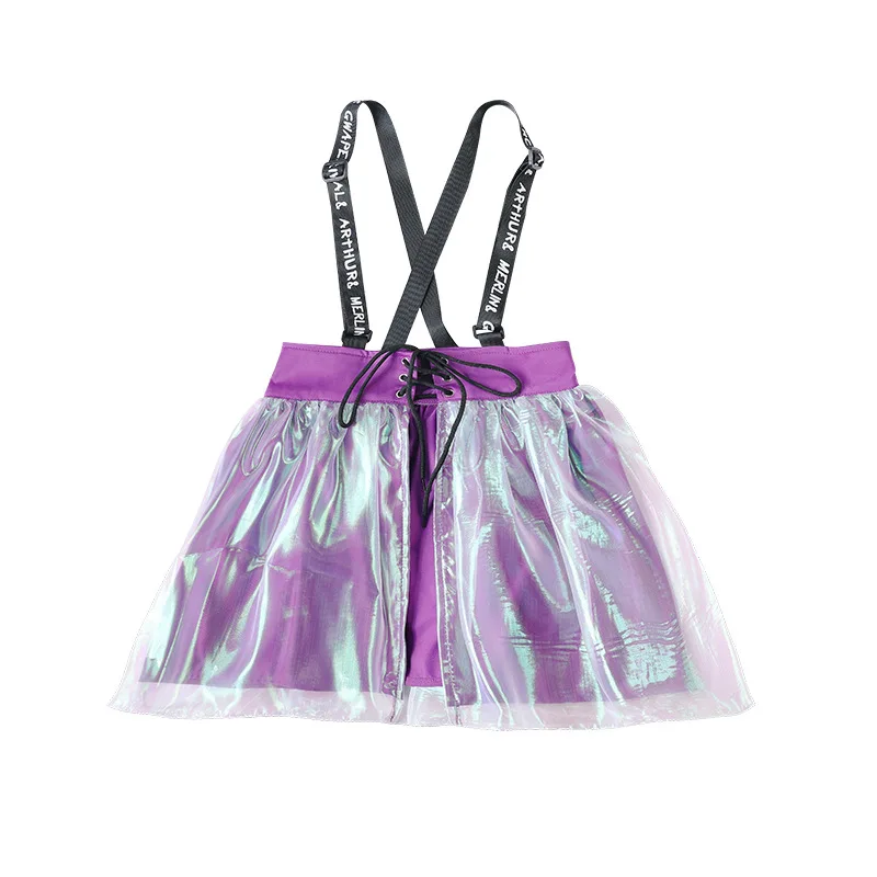 

Летняя красочная юбка на подтяжках в стиле хип-хоп для девочек, Детский комбинезон для уличного танца без рукавов для чирлидинга, принцессы, детские костюмы