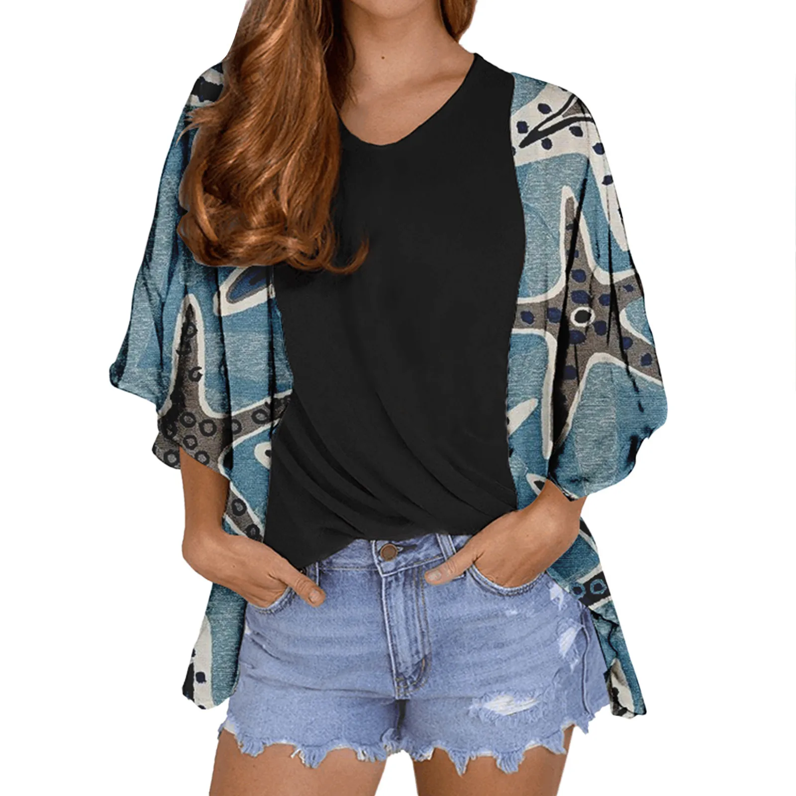 

Women Casual Loose Chiffon Floral Print Cardigan Jacket Chiffon Sheer Beach Shawl Cardigan Women Cardigans Sweaters