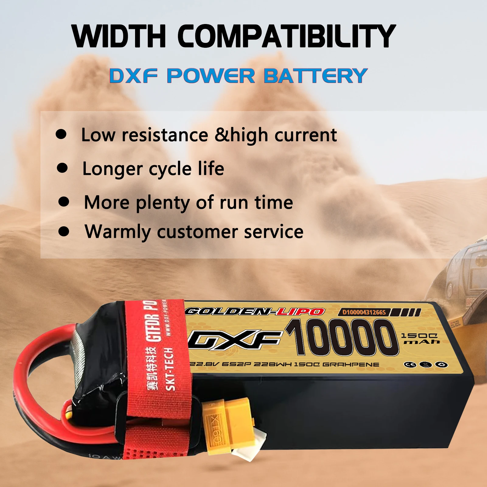 Аккумулятор DXF 6S 10000 мАч LiPo 22.8В 150C в жестком корпусе с разъемом XT60 для радиоуправляемых моделей автомобилей, грузовиков, танков, багги, трюги, для гонок и хобби (art.: 3920dbf48e402) - 3920dbf48e402