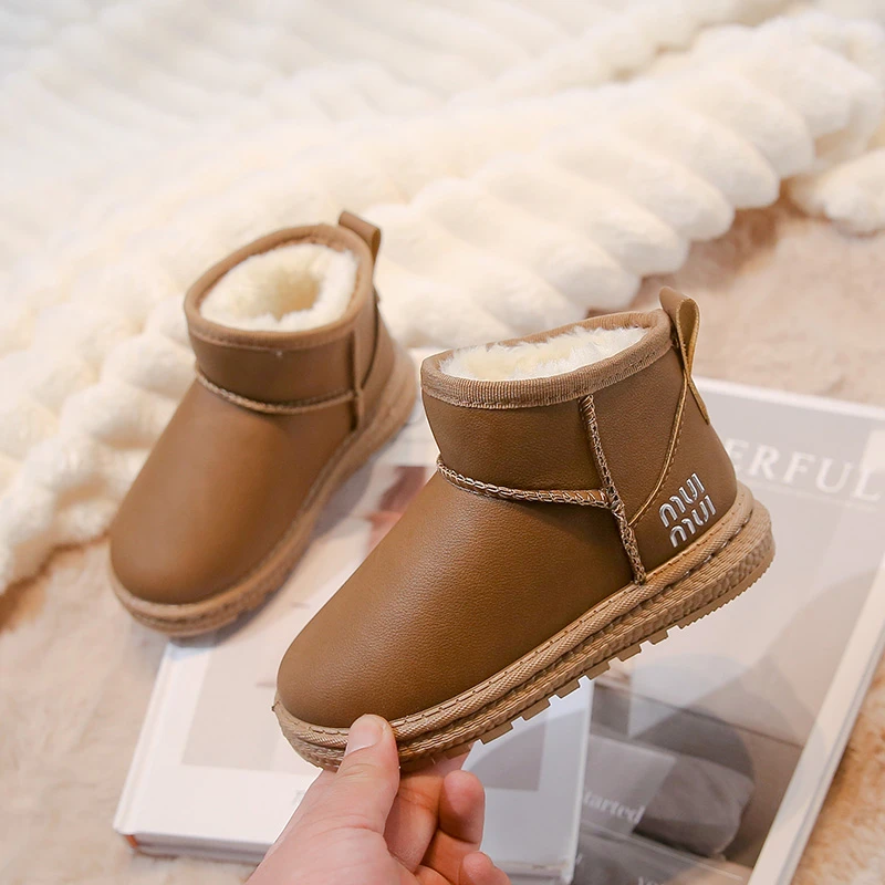 Разноцветные повседневные детские зимние ботинки на плоском каблуке с низким