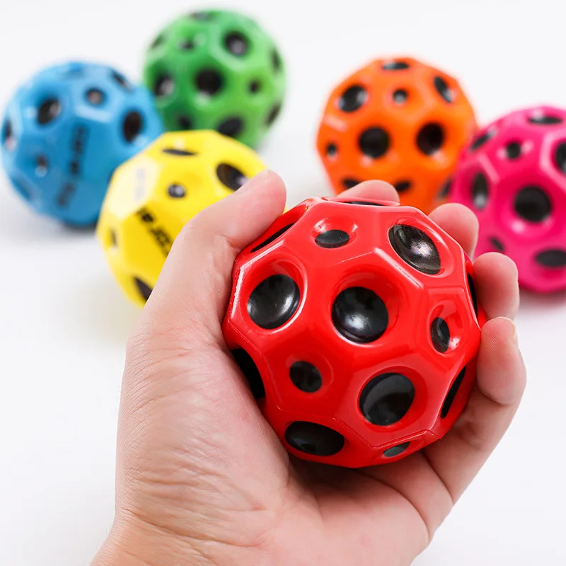 

6cm Mini High Elastic Solid PU Foam Football Training Hole Ball To Relieve Stress Fidget Toy Elastic Ball Moon Ball For Kid Gift