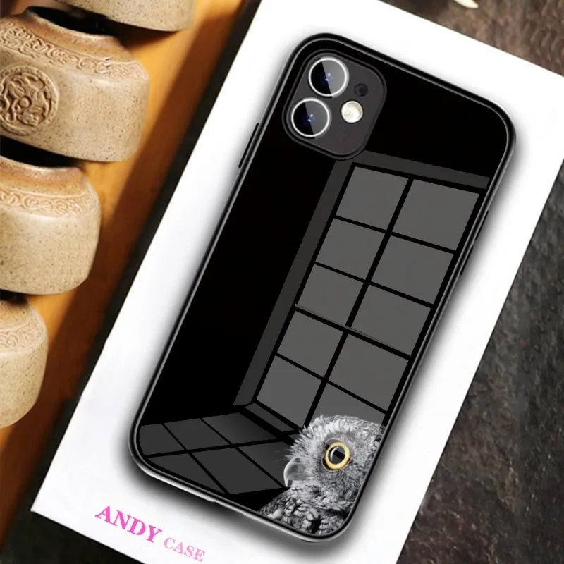 cool Owl animal Phone Case Glass for IPhone 11 12 13 14 Pro XR XS MAX 8 X 7 14 Plus SE 13 Pro Design Iphone Covers