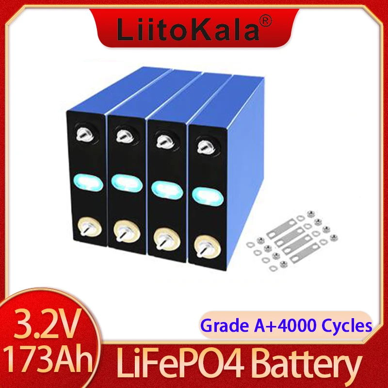 

4-32pcs LiitoKala EVE 3.2V 173Ah Lifepo4 Battery pack high current car Cells diy 12V 24V 180Ah Solar energy storage RV golf car