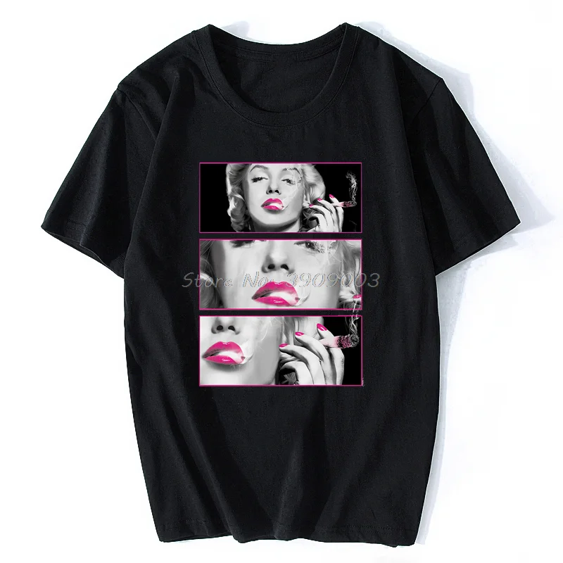 Пикантная популярная мужская футболка Мэрилин Монро с розовыми губами и