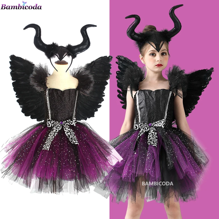 2022, платье-пачка злой королевы, костюм ведьмы для косплея, костюм дьявола, рога, крыла для девовечерние, для вечеринки, необычный Хэллоуин, ...