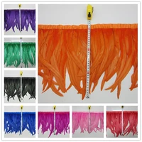 yoyue 10 yardslot 30 35cm chicken cock feathers trim cloth sideband rooster tail feather trims clothing wedding decoration
