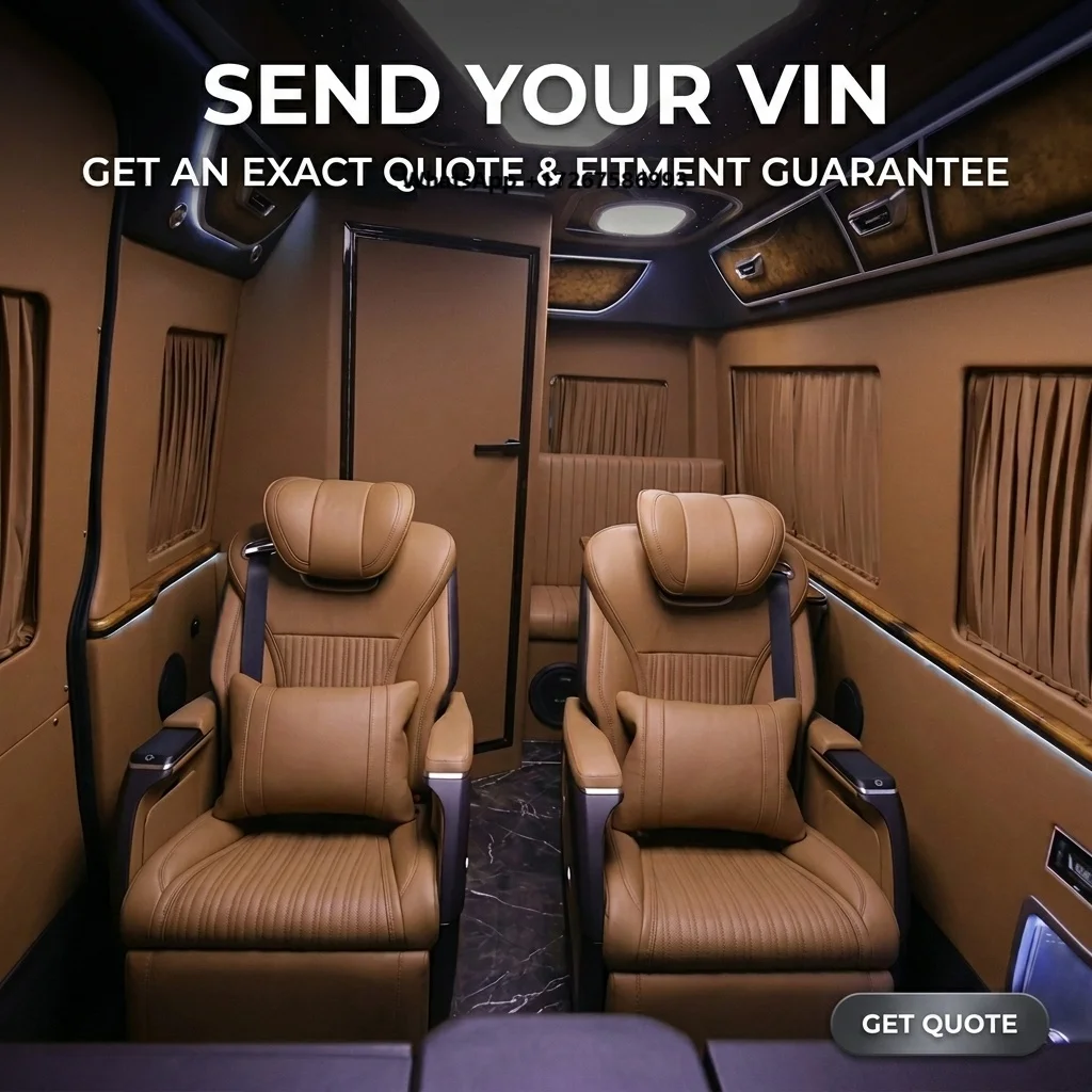 Фото Комплект для переоборудования Dingkong Sprinter VIP: Роскошные оранжевые кожаные капитанские сиденья, потолок Starlight, портативный полный комплект для переоборудования №1