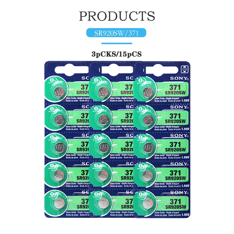 

Часовая батарейка Sony AG6 371 SR920SW 920 1,55 в CX69 S21 605 SR920SW 371, сделано в Японии, 5/30 шт.