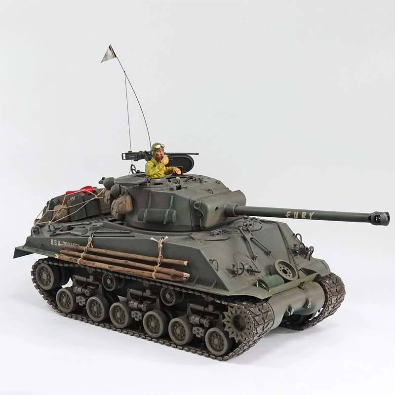 Фото RC металлический танк HOOBEN 1/10 с дистанционным управлением M4A3E8 танк RTR танки модель Fury Sherman детские игрушки №1