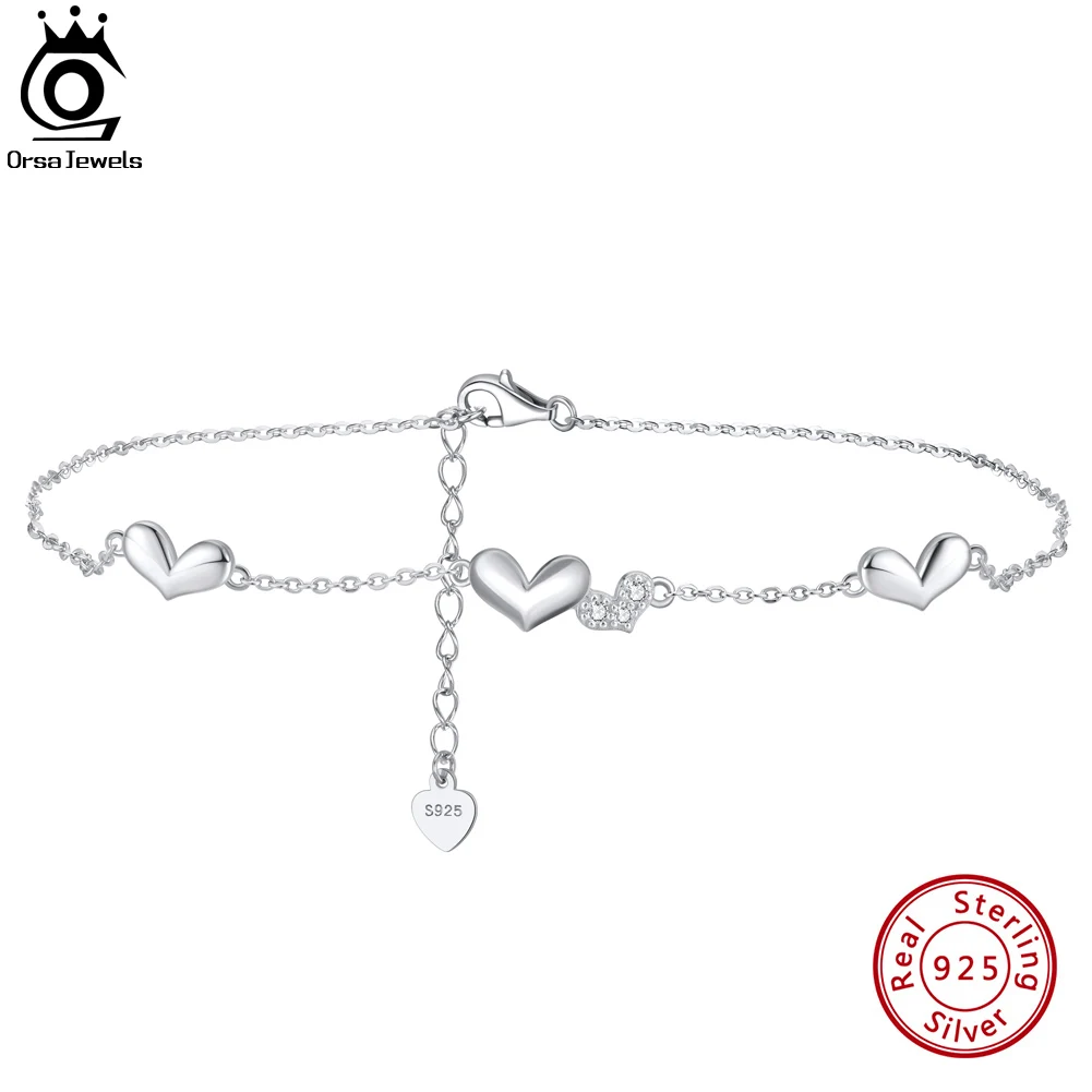 

ORSA JEWELS 925 пробы, серебро, 13 мм, сердечко, цепочка, браслеты для женщин, 14K, позолоченный Фианит, браслет, подарок на день рождения, SA30