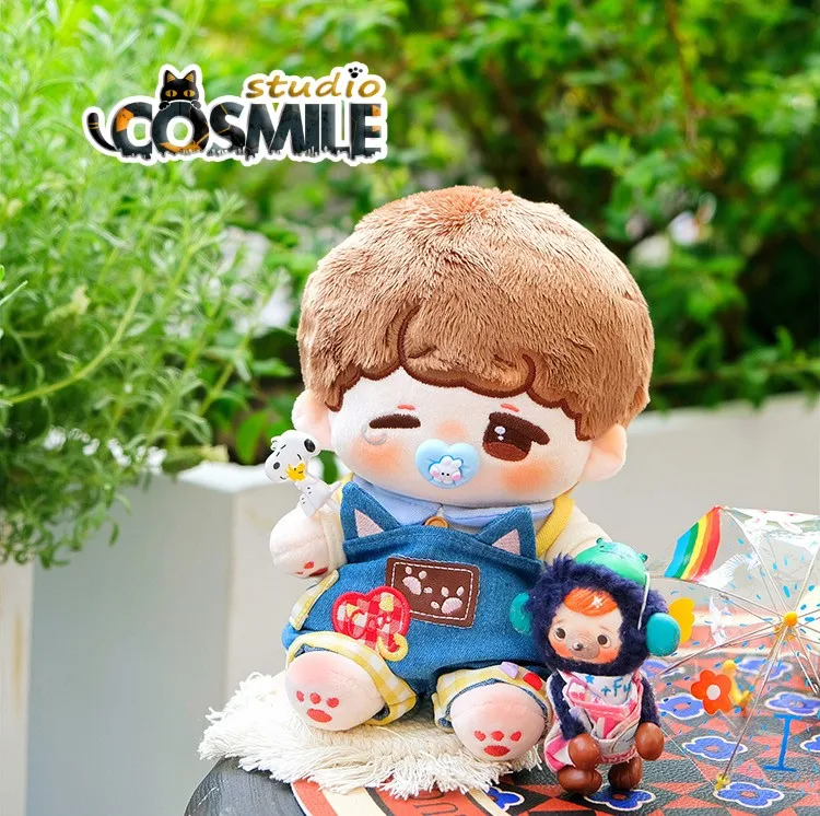 

No Attribute Kpop Star Idol Cry Brown Hair Dungarees Clothing Stuffed Plushie 20cm Plush Doll Body Clothes Toy Sa QD