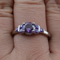 anglang luxury women engagement rings aaa purple cubic zirconia proposal rings for girlfriend fine anniversary gift