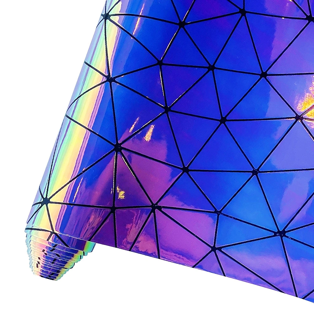 

Laser hologram colorful geometric PU artificial leather fabric synthetic bag bow crafts doll DIY bag clothing sewing materials
