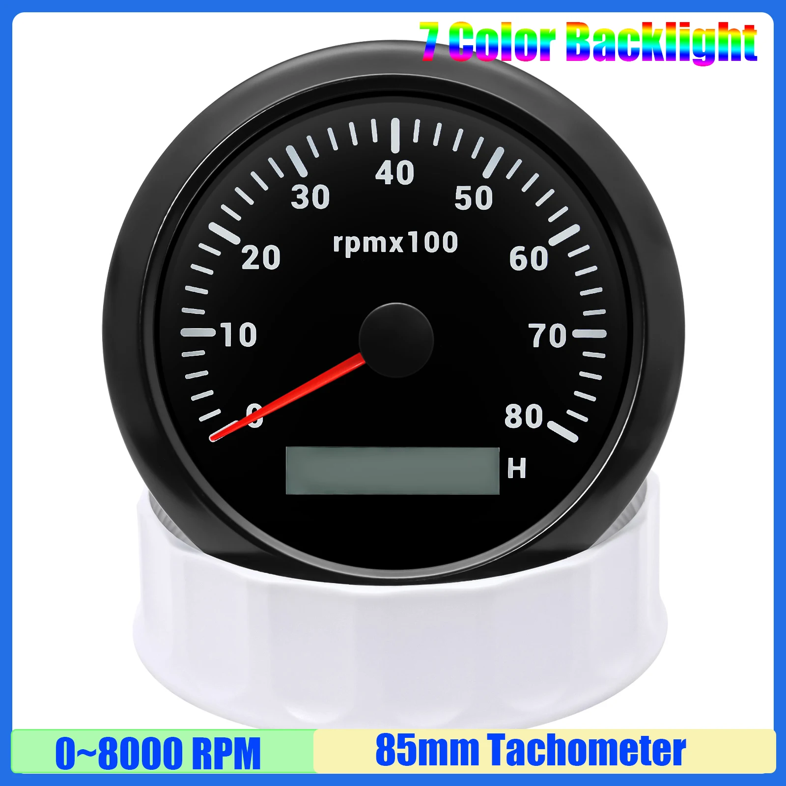 

Тахометр 3000 об/мин, 85 мм с 7-цветной подсветкой, 6000 об/мин для авто, лодки, яхты, водонепроницаемый датчик оборотов в минуту, цифровой счетчик часов 12 В 24 В на заказ