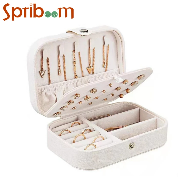 

Шкатулка для ювелирных изделий, портативная, дорожный органайзер для бижутерии, из искусственной кожи, кольцо, ожерелье, серьги, чехол для х...