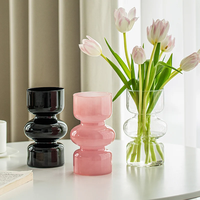 Nordic Glass Vase Living Room Decoration Accessories Tabletop Decor Flower Arrangement Container Hydroponic Vase Home Decor Gift 1