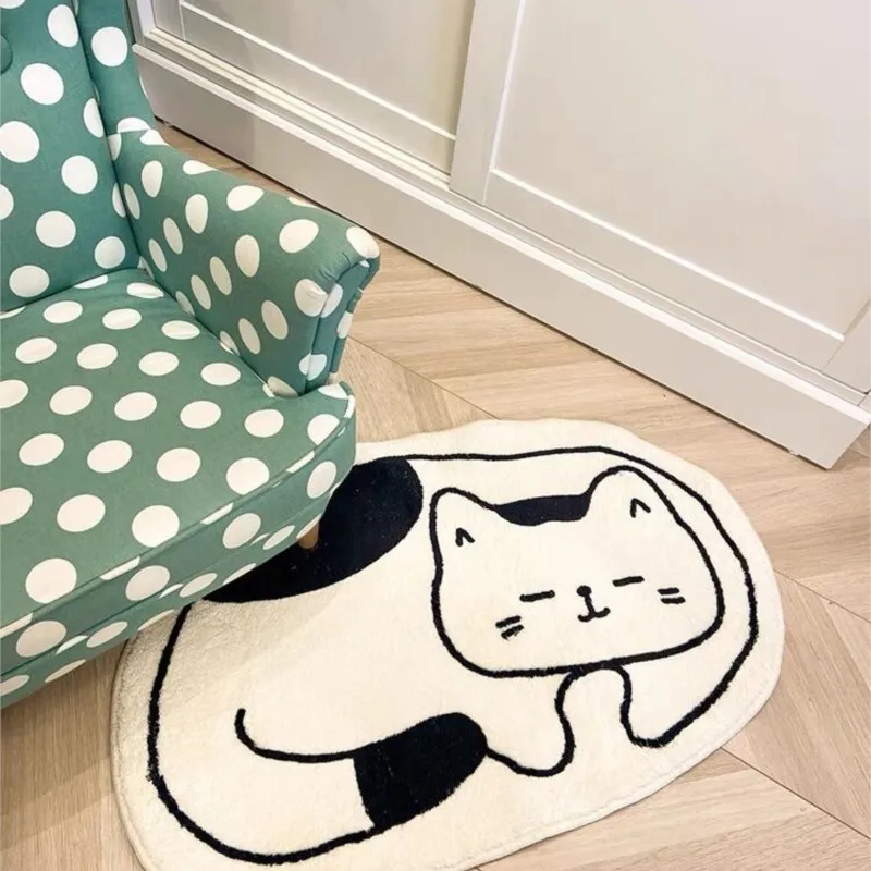 

Милый кошачий ковер в спальне, пушистый коврик, необычный ковер для спальни, ковер для детской комнаты, нескользящий декор для ванной комнат...