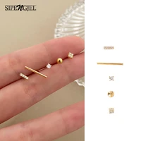 sipengjel fashion gold silver color crystal stud earrings set cute korean small bead piercing earrings for women jewelry 2022