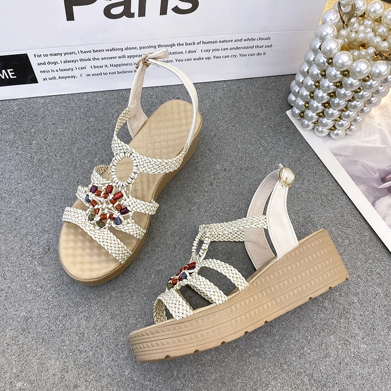 High Heels Shoes Women Platform Sandals Women Sandalias Femininas 2023 New Fashion Wedge Heels Sandals Bohemian Beach Shoes