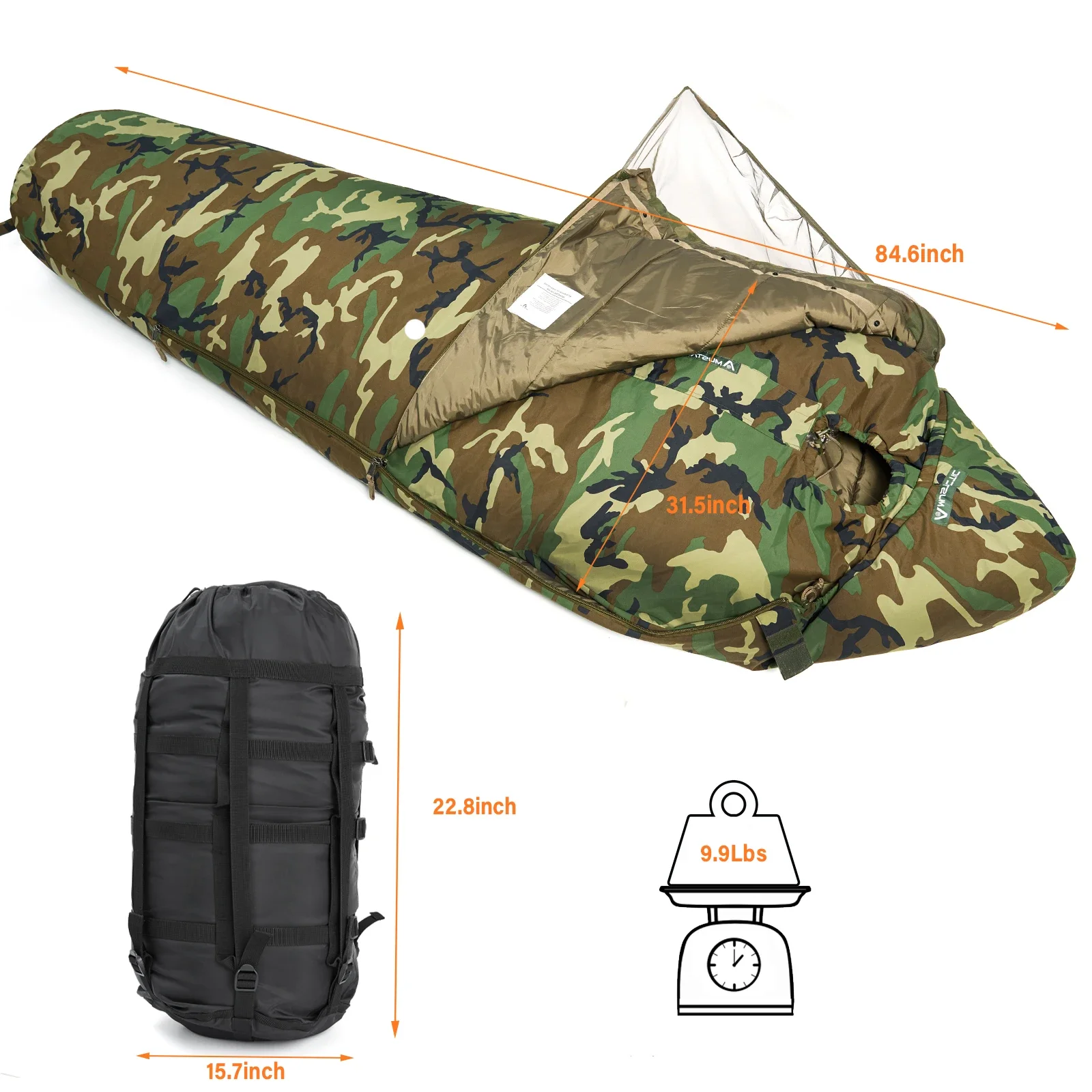 Лесной камуфляжный спальный мешок для мумии всесезонный Bivy модульная спальная