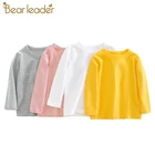 Bear Leaderповседневная одежда для футболок для мальчиков Новинка 2022 года, Осенний Однотонный свитер для мальчиков топы с длинными рукавами, милый пуловер для девочек, топы