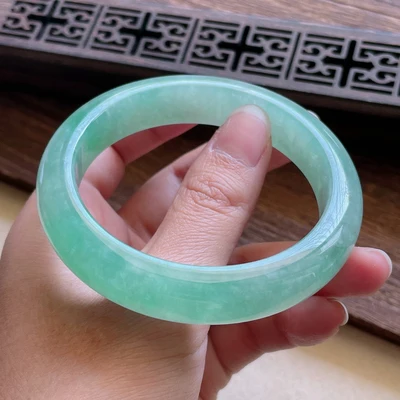 

zheru Jewelry Natural Myanmar jade light green 54mm-62mm bracelet Princess jewelry bracelet is the best gift for mom and girlfri