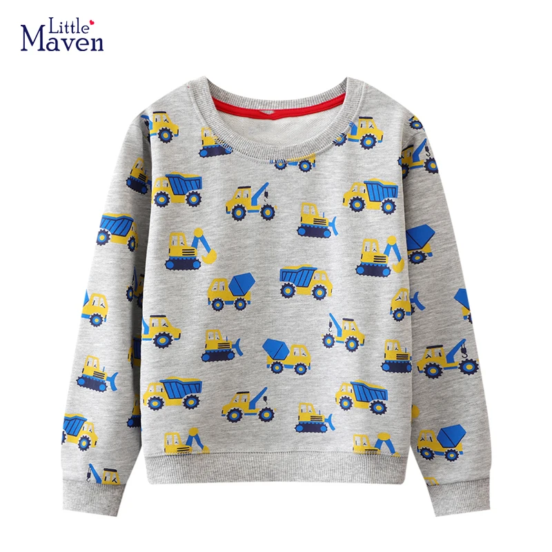 

Little Maven Hoodies for Children Kids Clothes Boys Kids Cartoon Excavator Sweatshirt Cotton Spring and Autumn Tops